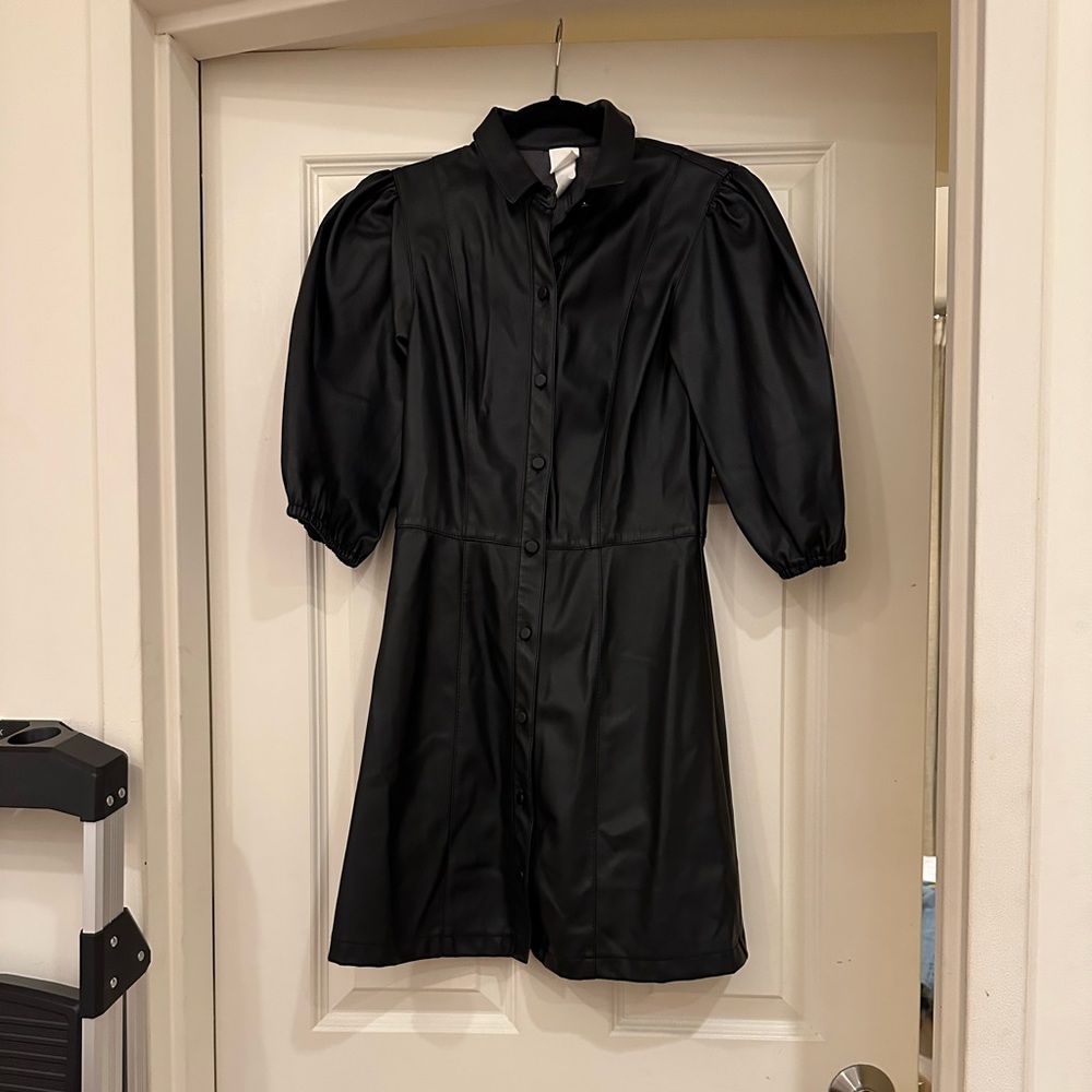 H&M Black Faux Leather Dress